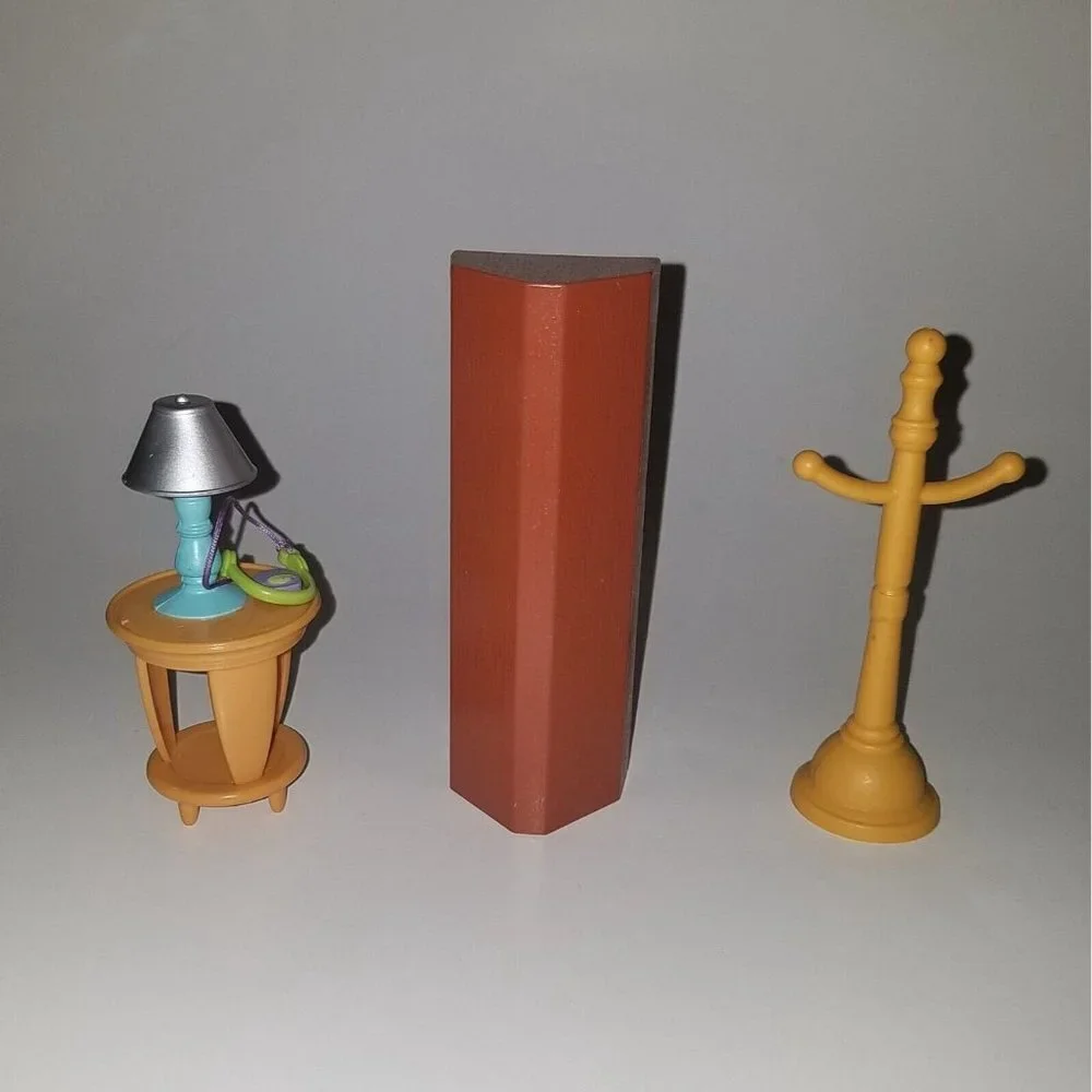 Fisher Price Loving Family Living Room Lot Corner Shelf Coat Rack End Table Lamp